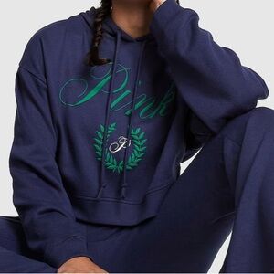 PINK Victoria’s Secret Long Sleeve Fleece Cropped Hoodie Women Size Large